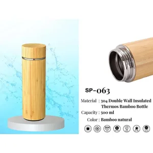 A high quality bamboo thermos vacuum flask, having 500ml