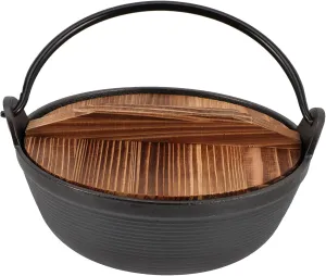 ABOOFAN Deep Cast Iron Stew Pot Soup Pot Handle Lid Japanese Style Pan Set Camping Cooker