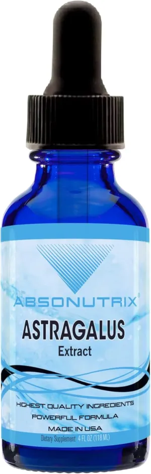 Absonutrix Astragalus Extract 593 mg, 4 Oz Drops, General health200 Servings, GMP Certified, High Bioavailability, Potent Liquid Drops, Non GMO, Cruelty Free Products, Made in USA,