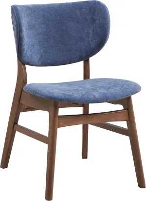 Acme Bevis 18" Scandinavian Modern Fabric and Wood Side Chair in Blue & Walnut