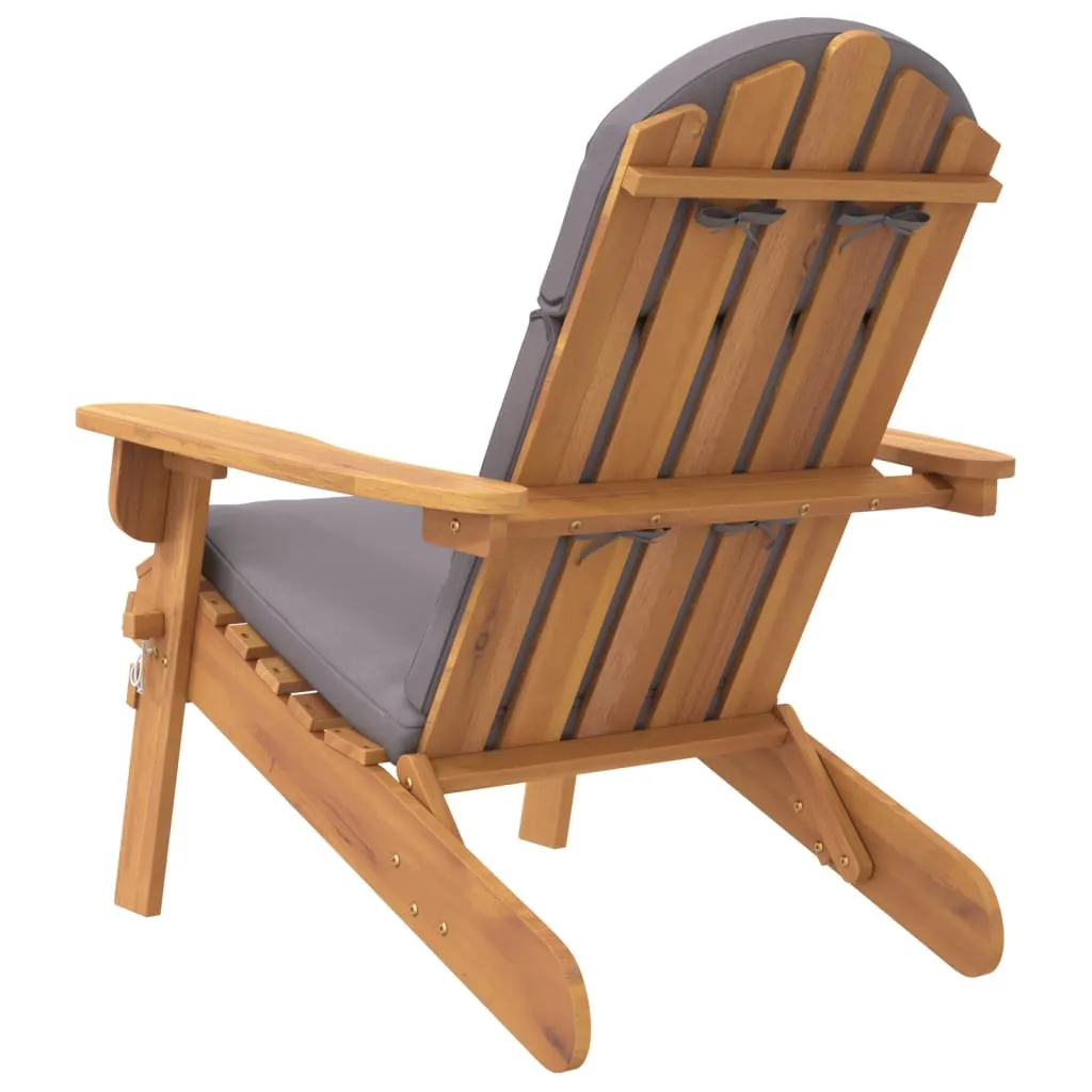 Adirondack Patio Chair with Cushions Solid Wood Acacia