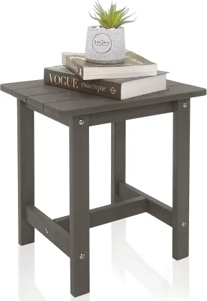 Adirondack Small Patio Table, HDPS Side Table for Pool, Balcony, Porch, Deck, Backyard, Indoor or Outdoor Use, Grey