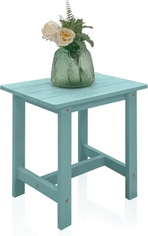 Adirondack Small Patio Table, HDPS Side Table for Pool, Balcony, Porch, Deck, Backyard, Indoor or Outdoor Use, Lake Blue