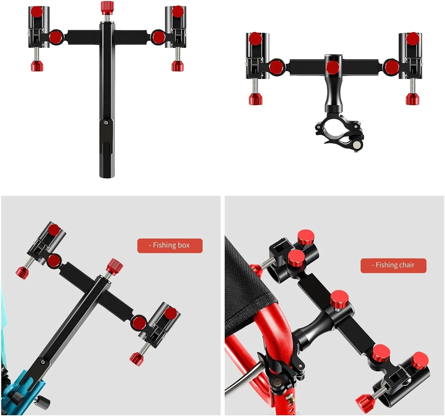Adjustable Metal Fishing Rod Holder Fishing Box/Chair Double Bracket Double Fortresses Bracket Enduring