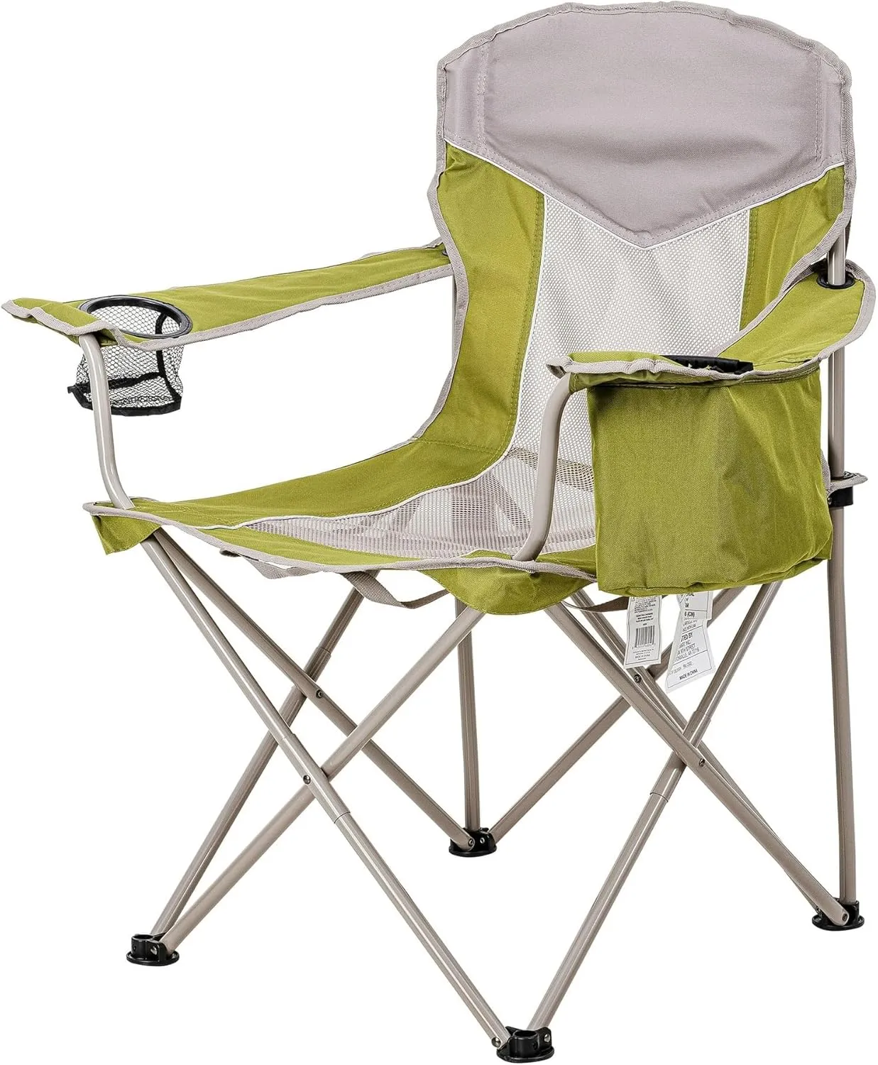 Adult Oversized Mesh Camp Chair with Cooler, Green & Gray