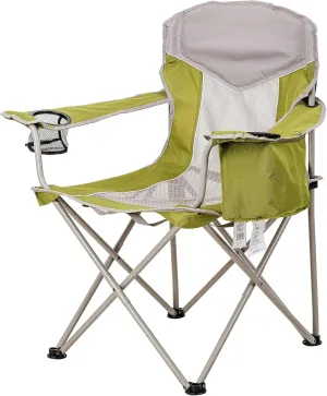 Adult Oversized Mesh Camp Chair with Cooler, Green & Gray