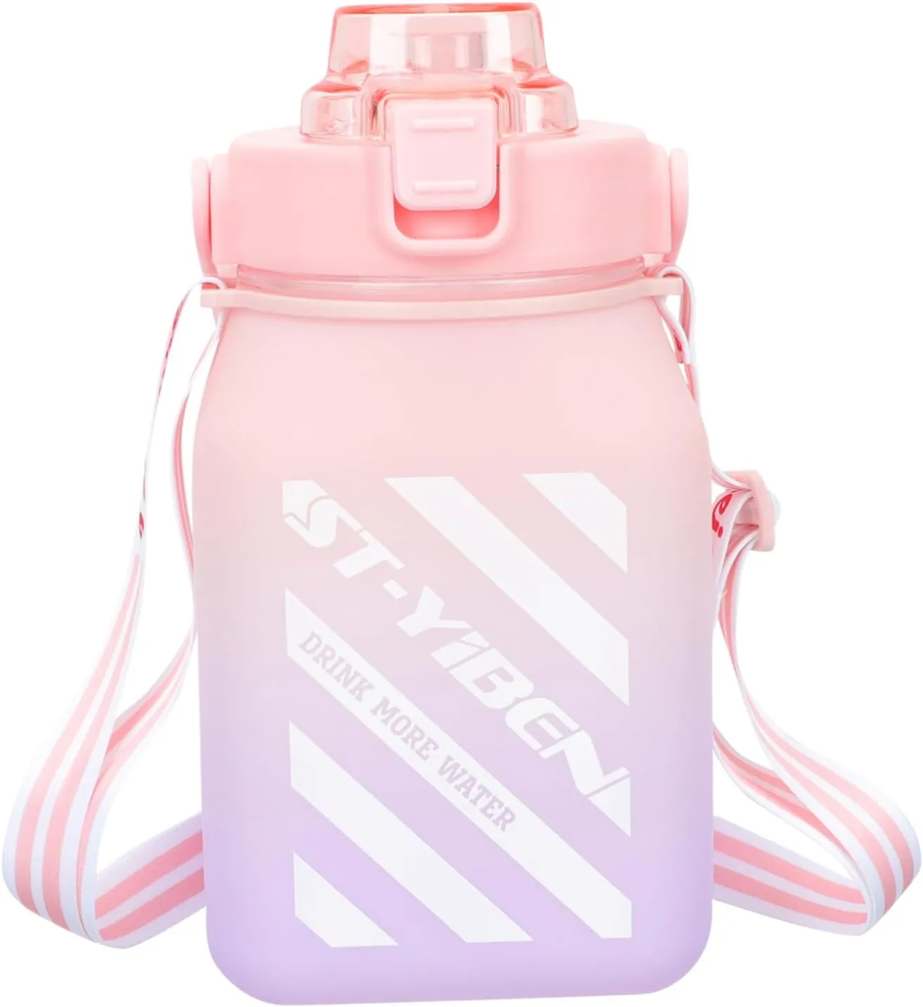 Aesthetic Water Bottle with Straw Large Capacity Outdoor Drinking Dispenser with Measurement Markings for Sports Gym Camping and Daily Hydration