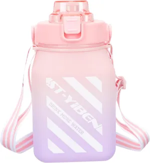 Aesthetic Water Bottle with Straw Large Capacity Outdoor Drinking Dispenser with Measurement Markings for Sports Gym Camping and Daily Hydration