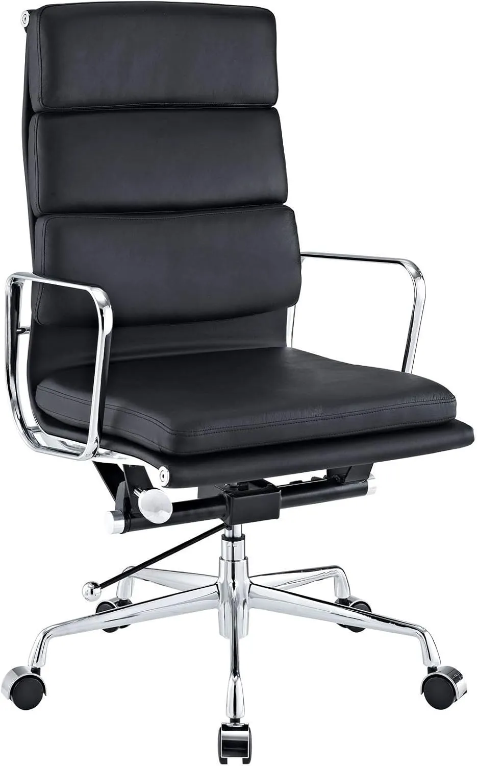 AG Ribbed Soft Pad High Back Office Chair Premium Italian Leather (Black)