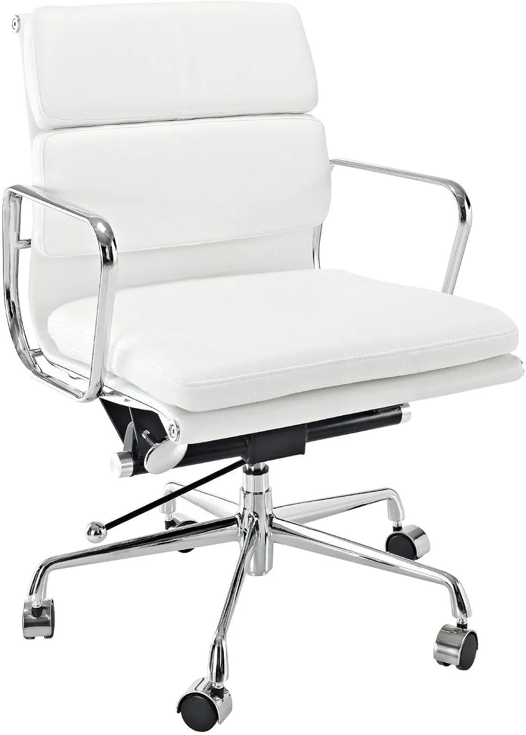 AG Soft Pad Mid Back Office Chair Premium Italian Leather (White)
