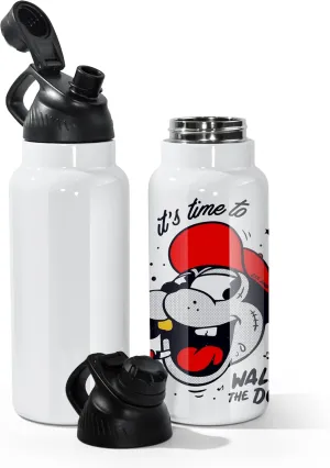 AGH 2 Pack 32 oz Sublimation Water Bottle Blanks, Double Wall Vacuum Flask Stainless Steel Sublimation Tumbler blank Sports Wide Mouth Water Bottle with Straw and Portable Handle