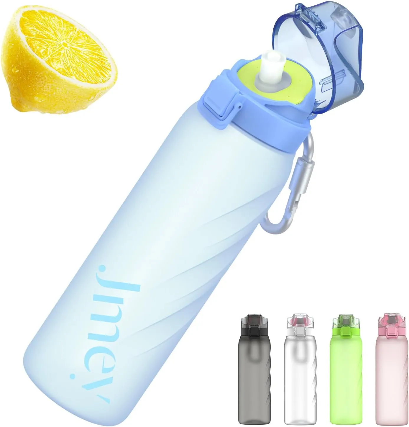 Air Water Up Bottle with Flavor Pods, 32 oz Water Bottles with Straw, Leakproof & BPA Free, Wide Mouth and Fast Water Flow Motivational Drinking Sports Water Bottle - Blue