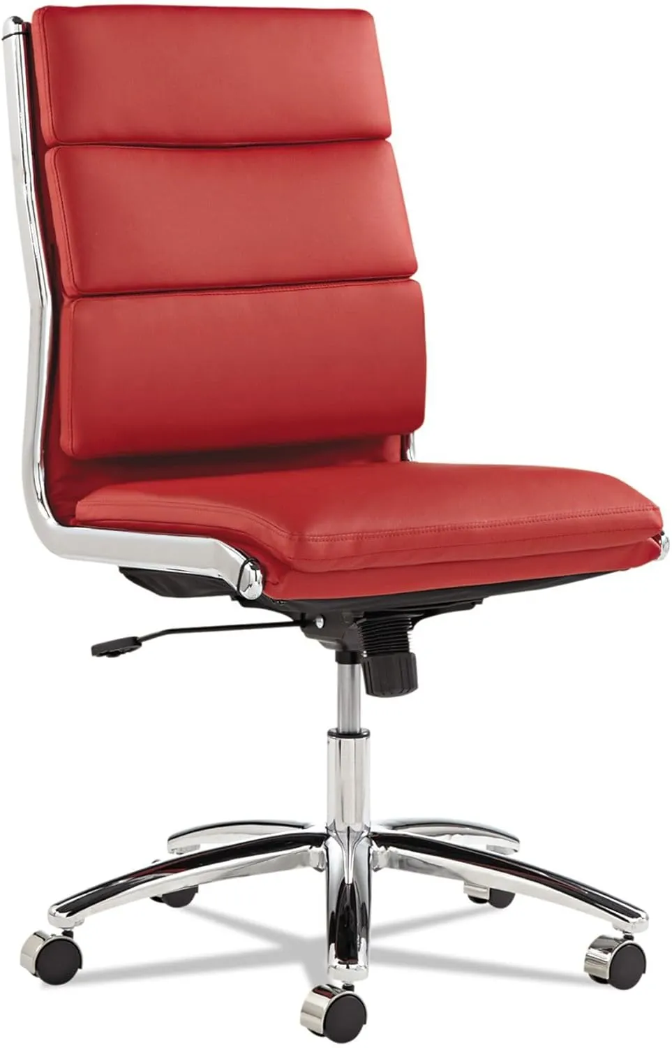 Alera ALENR4239 Neratoli Series Supports Up to 275 lbs. Mid-Back Slim Profile Faux Leather Chair - Red Seat/Back, Chrome Base