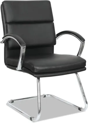 Alera Neratoli Slim Profile Guest Chair, Faux Leather, Chrome Base, 23.81" x 27.16" x 36.61", Black