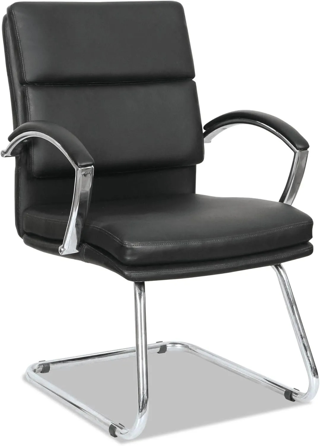 Alera Neratoli Slim Profile Guest Chair, Faux Leather, Chrome Base, 23.81" x 27.16" x 36.61", Black