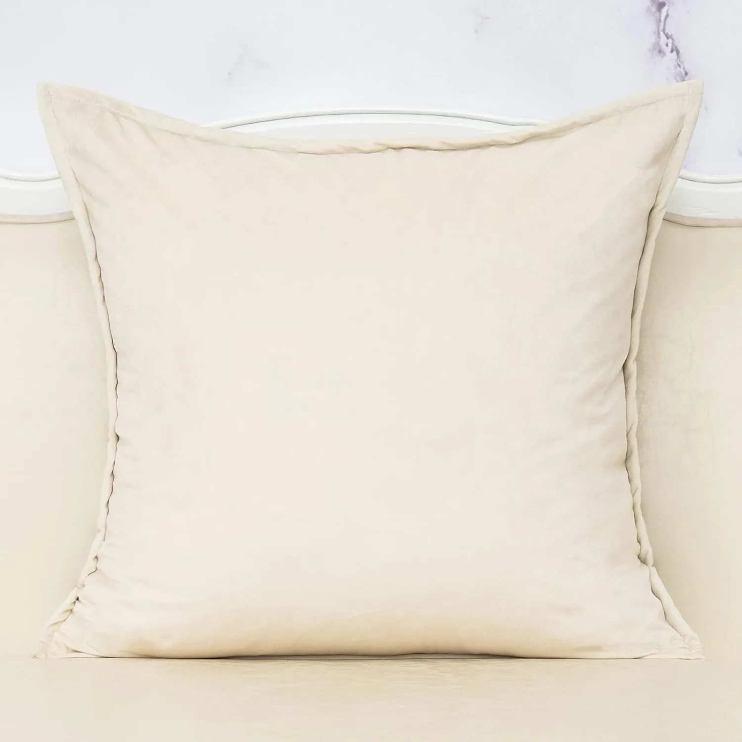Alerfa 18 x 18 Inch Light Brown Off White Dark Gray Houndstooth Cushion Case Luxury Modern Cotton Velvet Square Throw Pillow Cover Decorative Pillow for Couch Sofa Living Room Bedroom Car 45 x 45cm