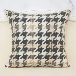 Alerfa 18 x 18 Inch Light Brown Off White Dark Gray Houndstooth Cushion Case Luxury Modern Cotton Velvet Square Throw Pillow Cover Decorative Pillow for Couch Sofa Living Room Bedroom Car 45 x 45cm