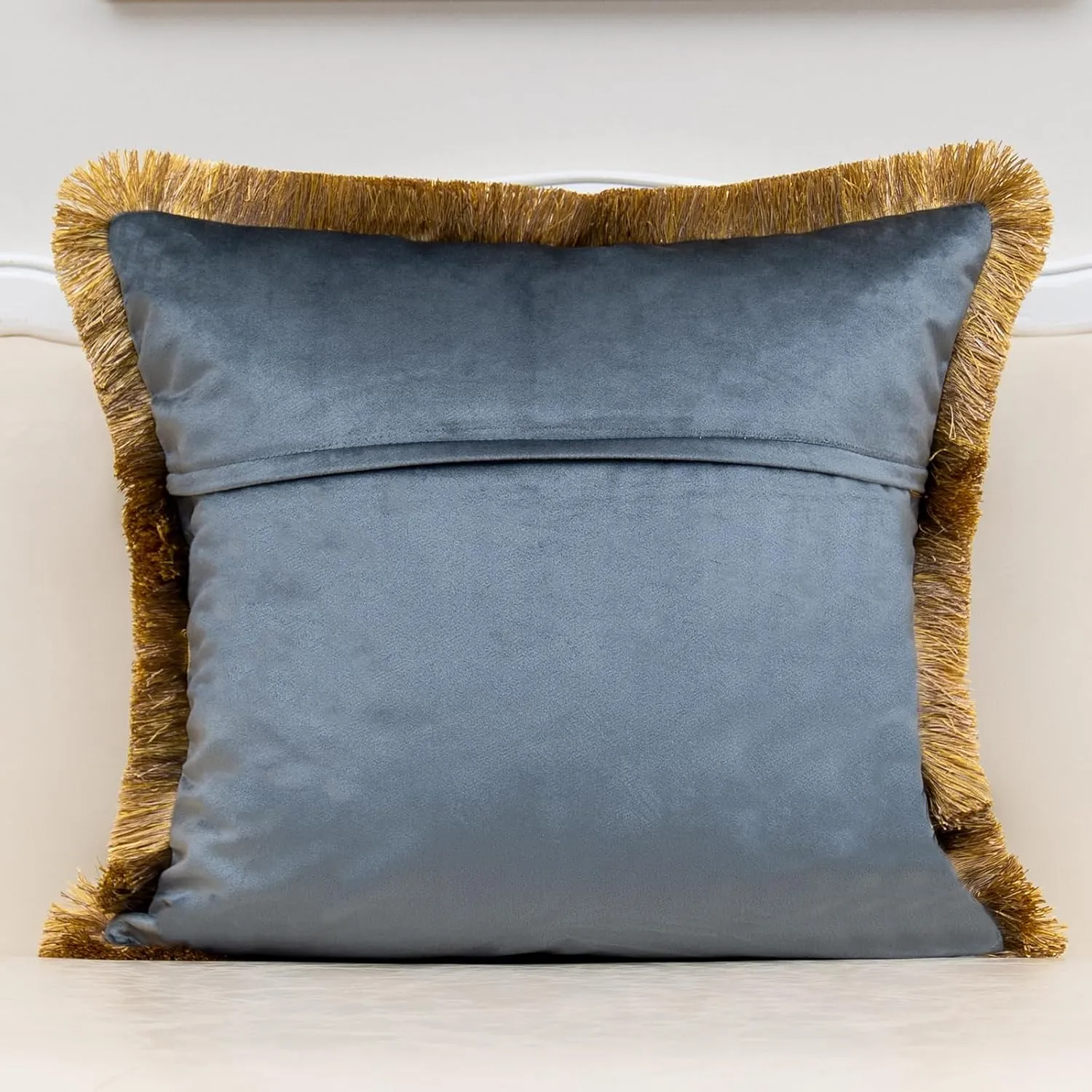 Alerfa Floral Velvet Throw Pillow Cover with Tassel 20 x 20 Inch, European Embroidered Decorative Pillow Cover for Couch Living Room Bedroom Car, Gray