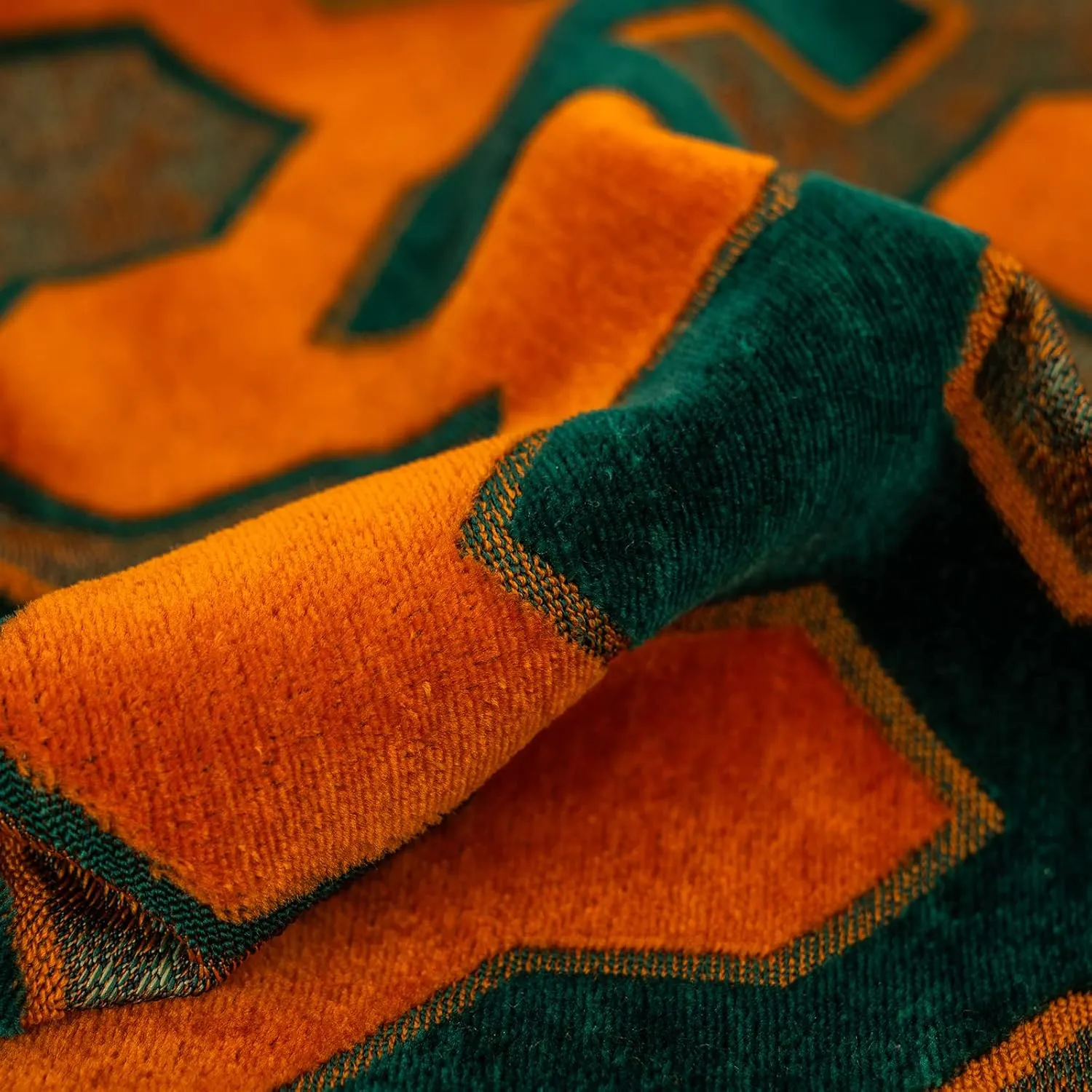 Alerfa Square Pillow Geometric Stripes Embroidery Cut Velvet Cushion Case Luxury Modern Throw Pillow Cover Decorative Pillow for Couch Sofa Living Room Bedroom Car 20 x 20 Inch Teal Orange
