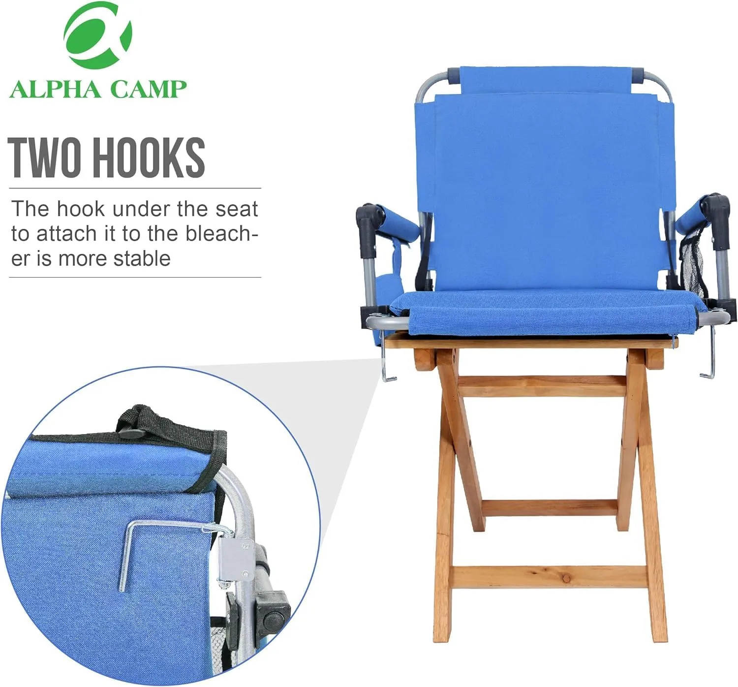 ALPHA CAMP Stadium Seat Padded Chair for Bleachers with Back& Arm Rest