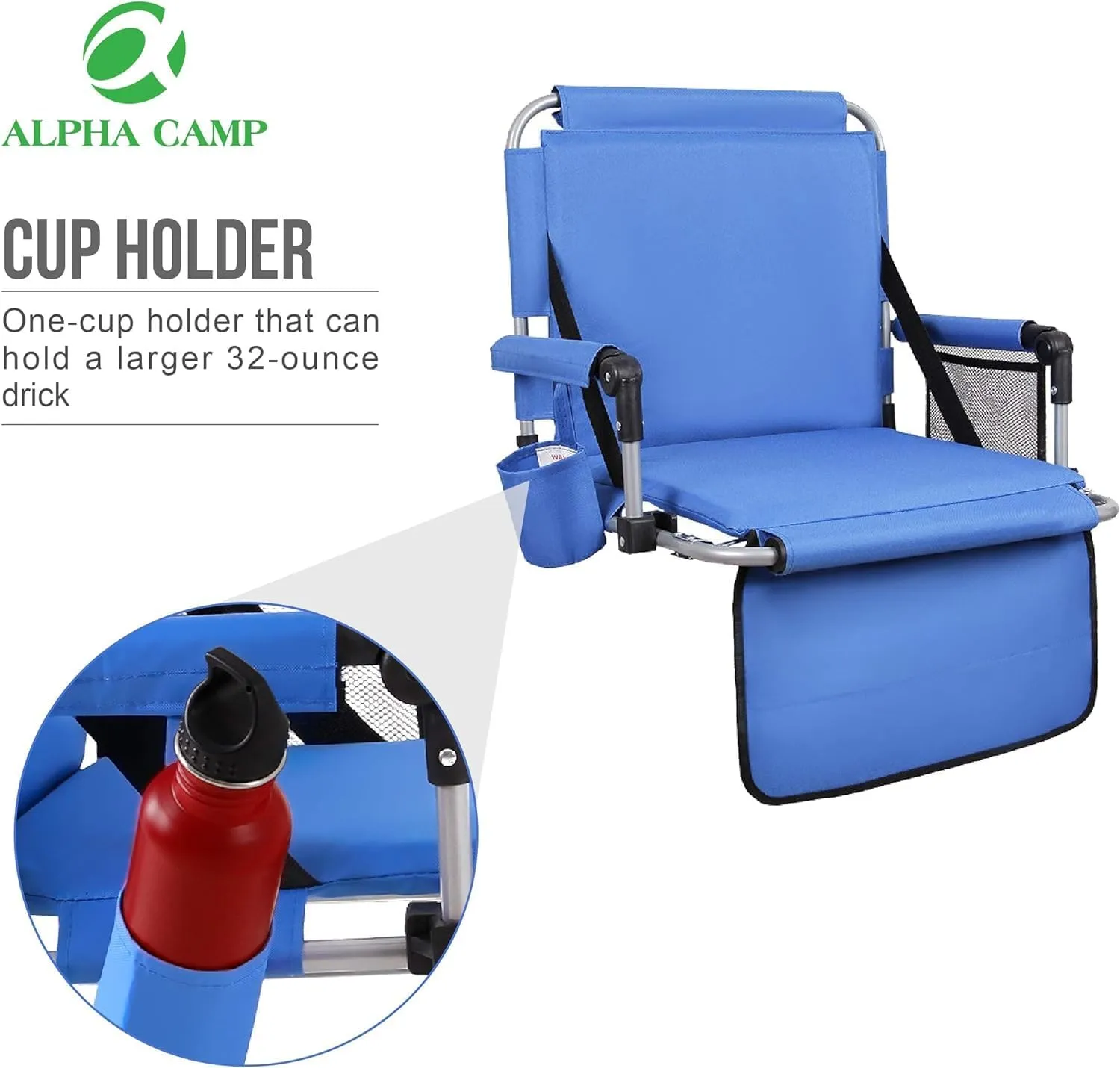 ALPHA CAMP Stadium Seat Padded Chair for Bleachers with Back& Arm Rest