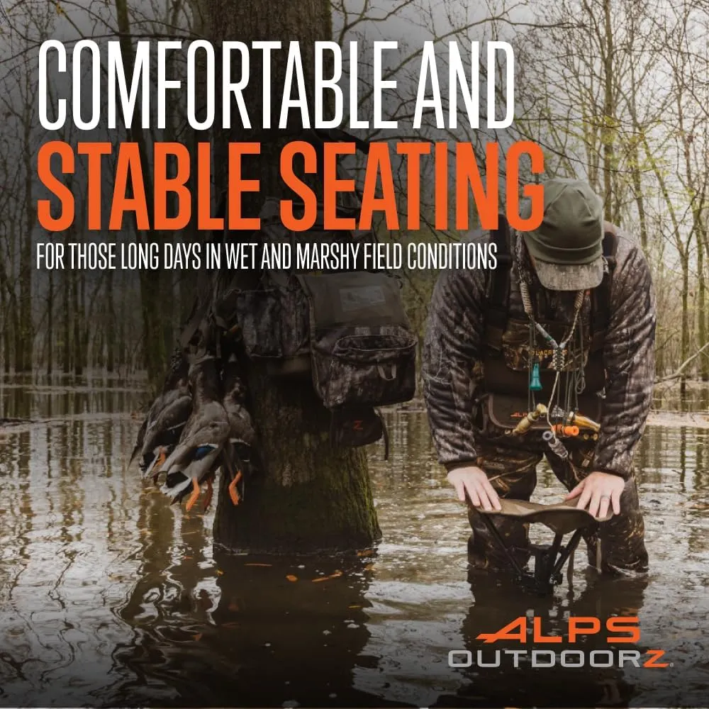 ALPS OutdoorZ Wetland Hunting Seat - Lightweight Hunting Chair with Adjustable Height, Sink-Resistant Leg, and Removable Shoulder Carry Strap for All-Weather Hunting