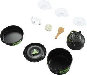 Aluminium Oxide Portable 1-3 People Outdoor Cookware Set Camping Pans Pot Mess Kit