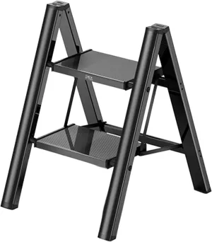 Aluminum Alloy Anti-Rust Black Folding Ladder Chair Without Installation Portable Ladder Widened Anti-Skid Pedal, 2 Steps/3 Steps/4 Steps (Size : 3 Step)