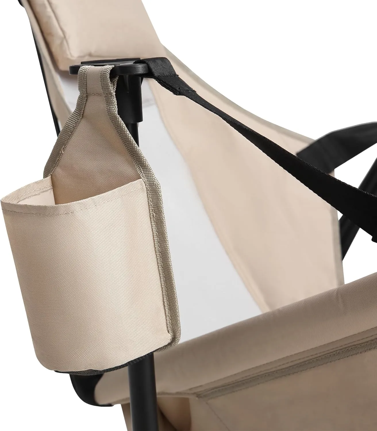 Aluminum Alloy Hammock Camping Chair, Folding Rocking Recliner with Pillow and Cup Holder, Ideal for Outdoor Travel, Lawn and Backyard Use (Khaki)