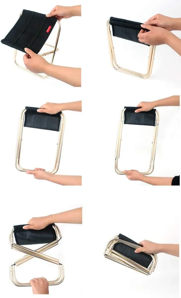 Aluminum Alloy Mini Portable Barbecue Fishing Chair Outdoor Folding Lightweight Folding Stool,600D Oxford Cloth with Carry Bag