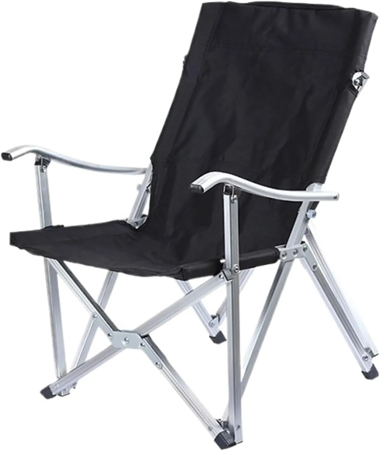 Aluminum Alloy Outdoor Folding Fishing Chair Leisure Beach Chair 600D Oxford Fabric Backrest Director Camping Stool(Black)