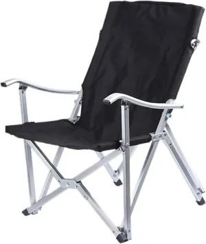 Aluminum Alloy Outdoor Folding Fishing Chair Leisure Beach Chair 600D Oxford Fabric Backrest Director Camping Stool(Black)
