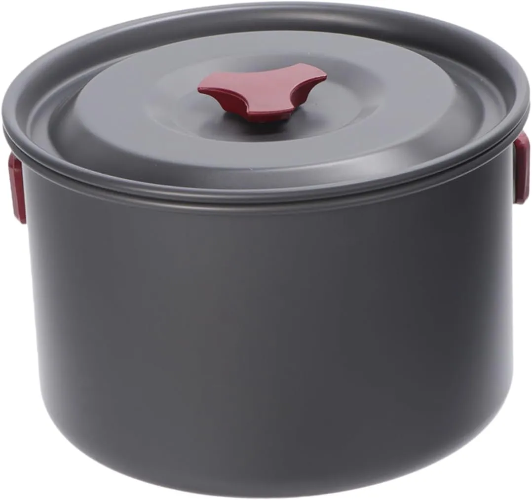 Aluminum Camping Cookware Single Pot Set Outdoor Cooking Pot Hard Anodized Coating Portable Hiking Cookware