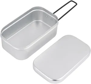 Aluminum Hiking Food Container Foldable Handle for Outdoor Picnics and Camping Stain Resistant -skid Grip and Reusable Design Lightweight and Easy to Carry