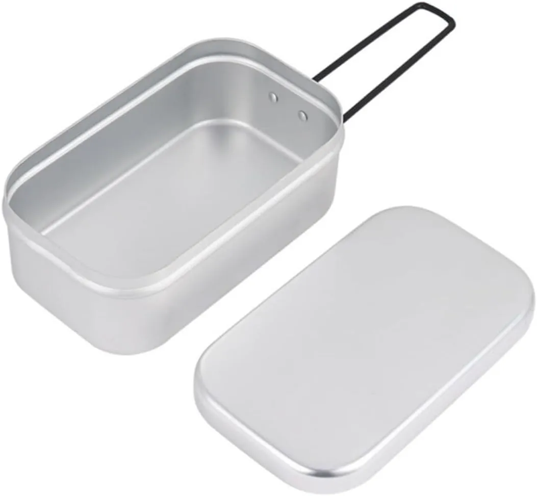 Aluminum Hiking Food Container Foldable Handle for Outdoor Picnics and Camping Stain Resistant -skid Grip and Reusable Design Lightweight and Easy to Carry