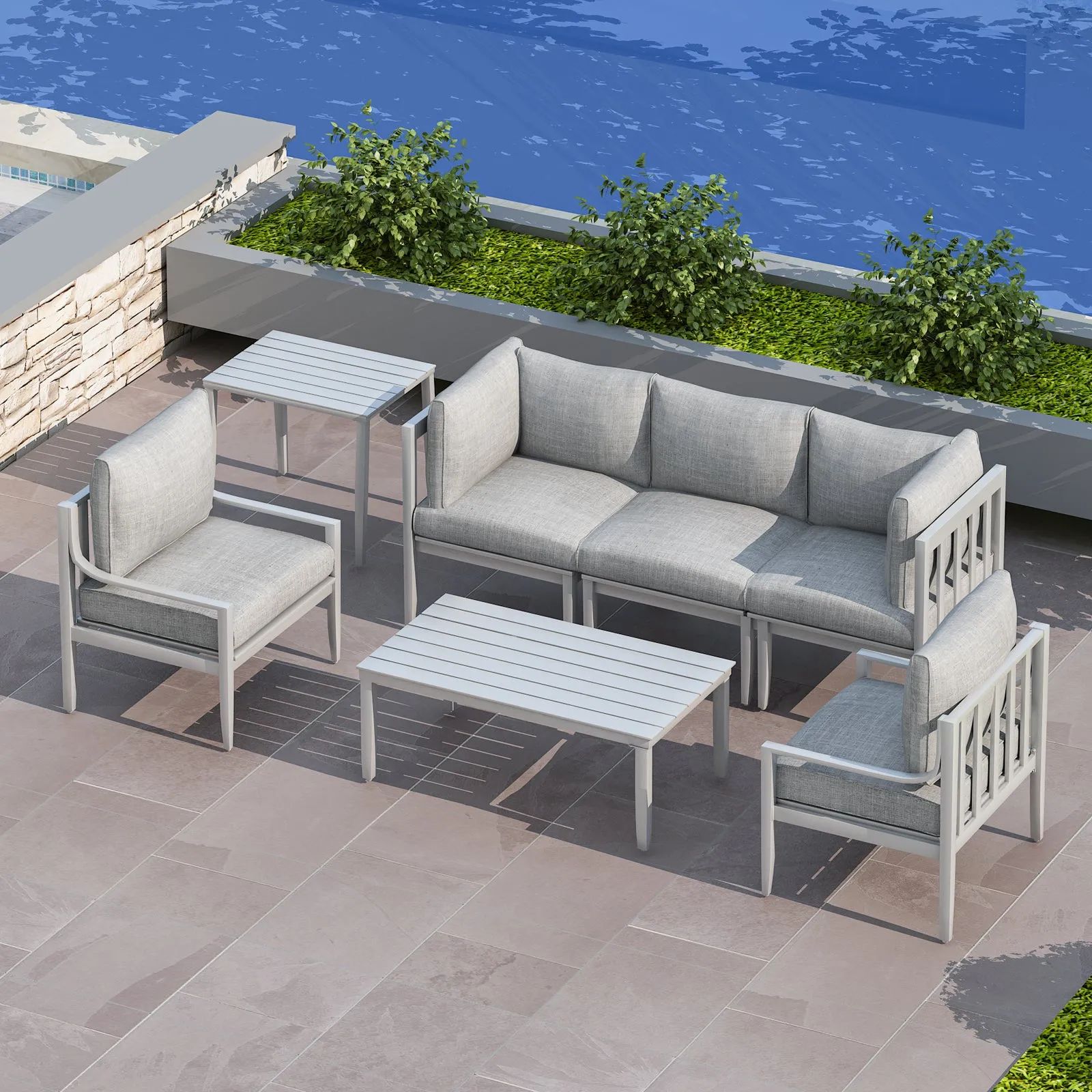 Aluminum Outdoor Armchair Conversation Dining Chair with Waterproof Thick Cushions High Density Foam All-Weather for Balcony, Deck, Patio, Garden, Poolside, Backyard