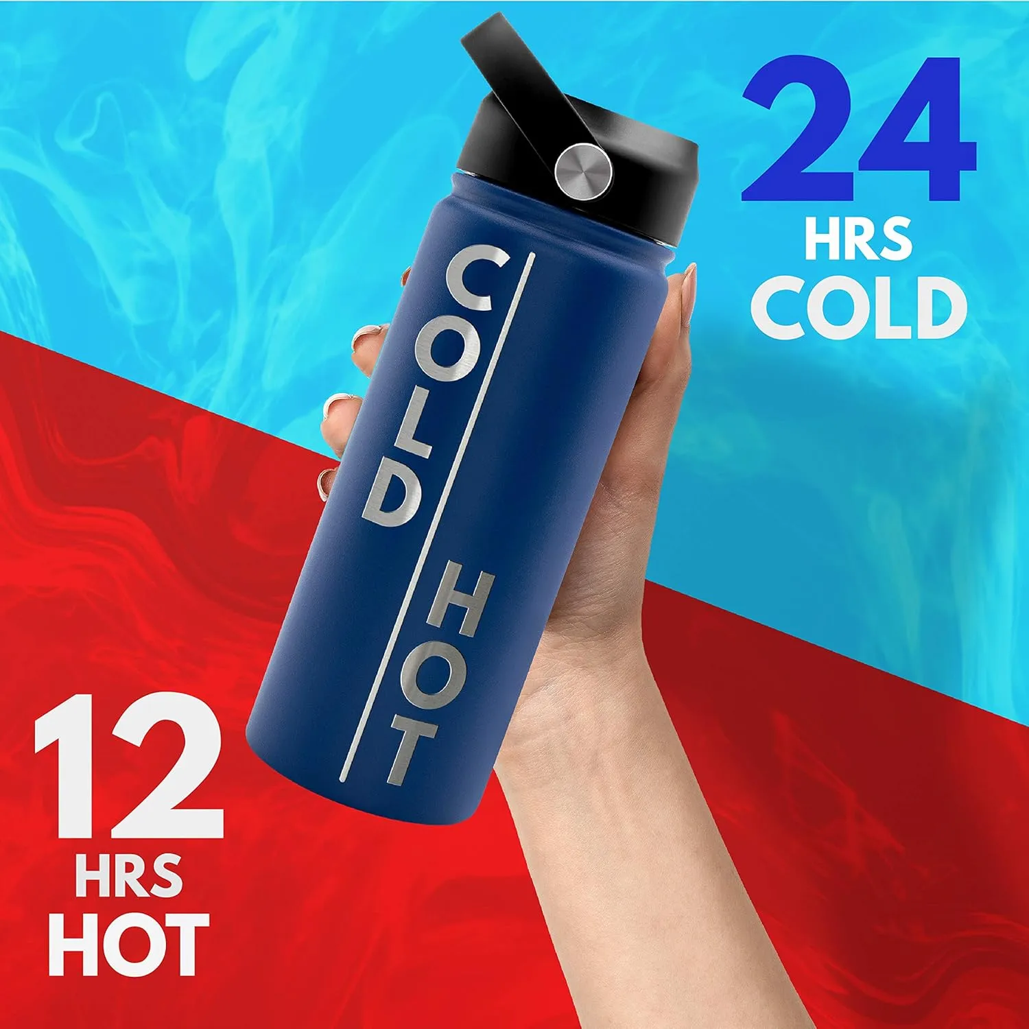 Amazing Items Personalized Water Bottle w/Straw & Lid, 24 oz - Teal | Custom Stainless Steel Sports Water Bottle w/Name and Text - Double-Wall, Vacuum Insulated - Rotating Handle