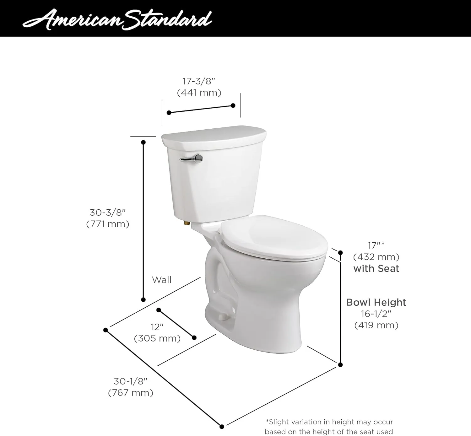 American Standard 215AA004.021 Cadet Pro Two-Piece Toilet, Large, Bone