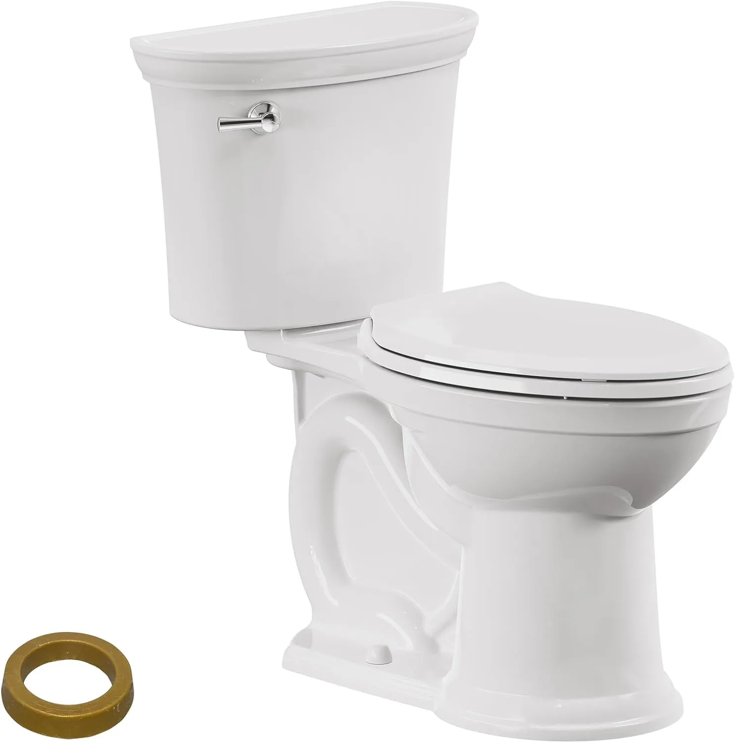 American Standard 611AA001.020 Heritage VorMax Two-Piece Toilet with Slow-Close Seat and Wax Ring, Elongated Front, Chair Height, White, 1.28 gpf