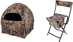 Ameristep Doghouse Run & Gun Hunting Blind | Lightweight 2 Person & Hunting Foldable Design Portable Lightweight High-Back Blind Chair with Backrest, Mossy Oak Break-up Country