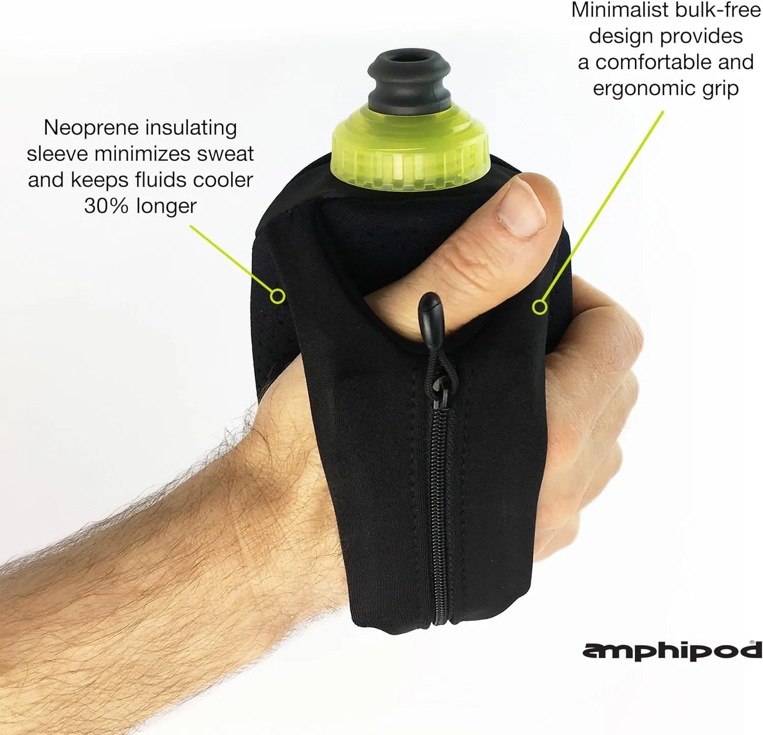 Amphipod Hydraform Ergo-Lite Handheld Water Bottle, BPA-Free Minimalist Insulated Hydration for Ultra-Running & Walking - Blue - 10.5 oz