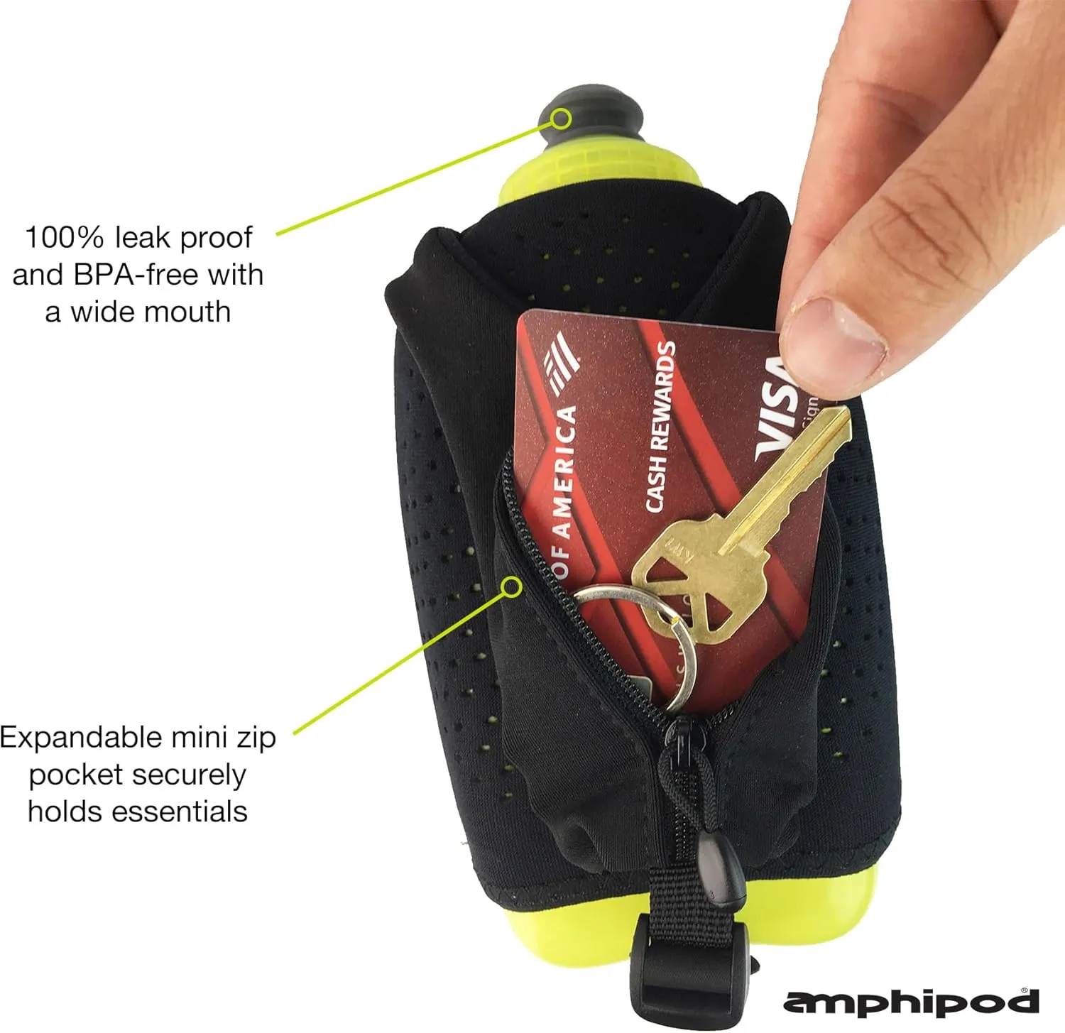 Amphipod Hydraform Ergo-Lite Handheld Water Bottle, BPA-Free Minimalist Insulated Hydration for Ultra-Running & Walking - Blue - 10.5 oz
