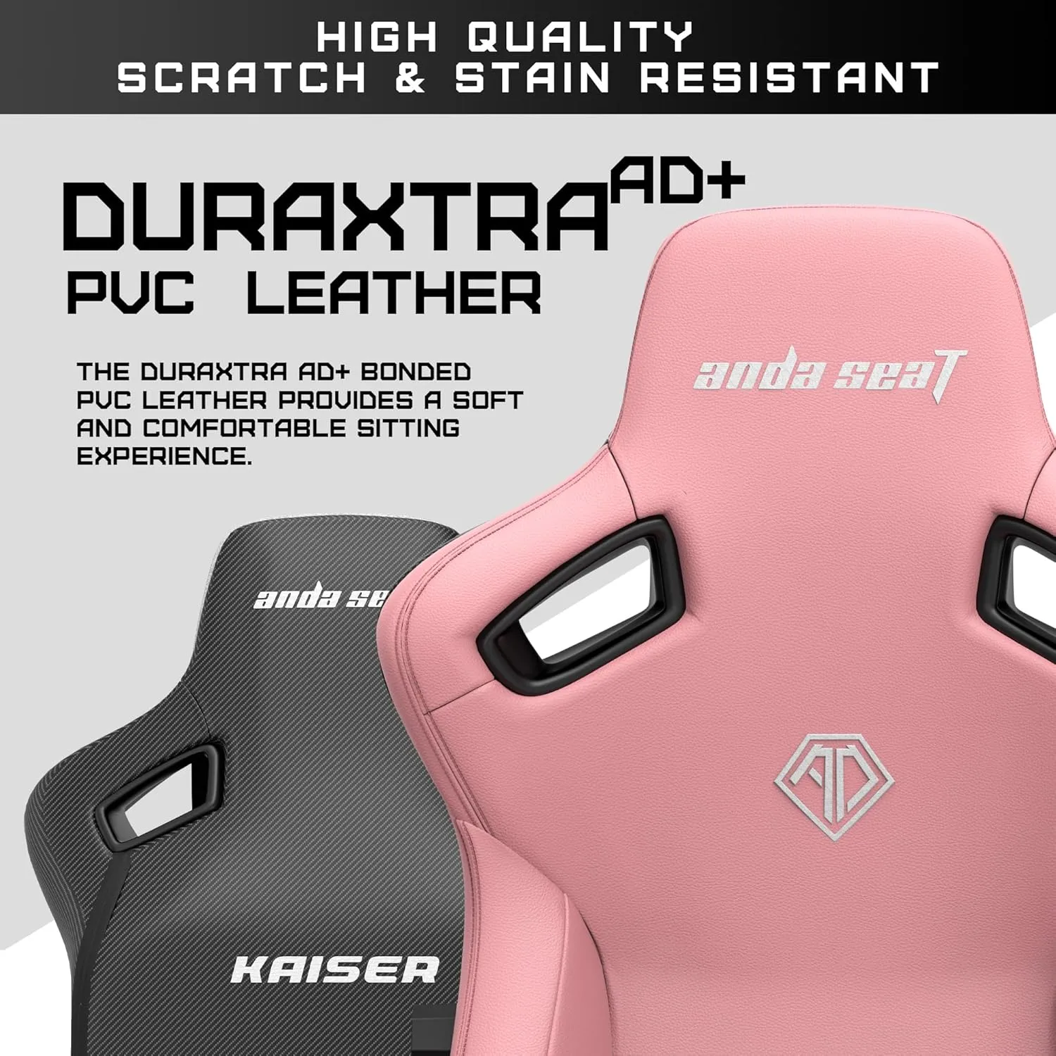 Anda Seat Kaiser 3 Pro Large Gaming Chair for Adults - Ergonomic Pink PVC Leather Gaming Seat with 5D Armrest, Comfortable Office Chair with Lumbar Support - Heavy Duty Wide Computer Seat