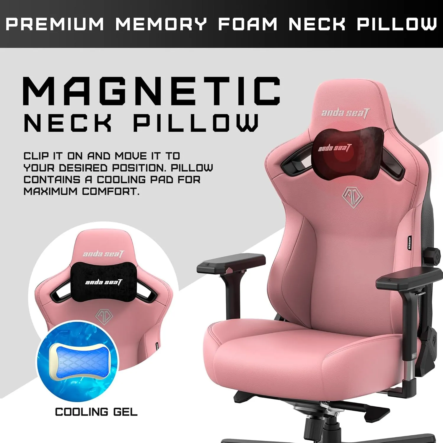 Anda Seat Kaiser 3 Pro Large Gaming Chair for Adults - Ergonomic Pink PVC Leather Gaming Seat with 5D Armrest, Comfortable Office Chair with Lumbar Support - Heavy Duty Wide Computer Seat