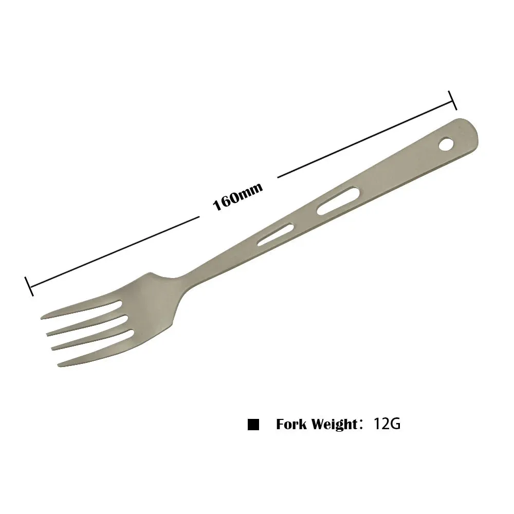 APG Portable 3 PCS Titanium Cutlery Knife Fork Spoon Tableware Lightweight Cookware Kit