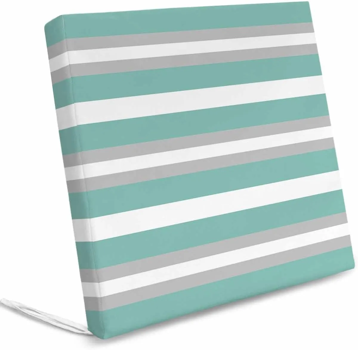 Aqua Grey Stripe Outdoor Cushion Chair Cover Set of 2 - Waterproof Couch Seat Covers, Minimalist Farmhouse Striped Patio Furniture Protector Cushions Slipcovers for Sofa/RV, 22"x22"x4"
