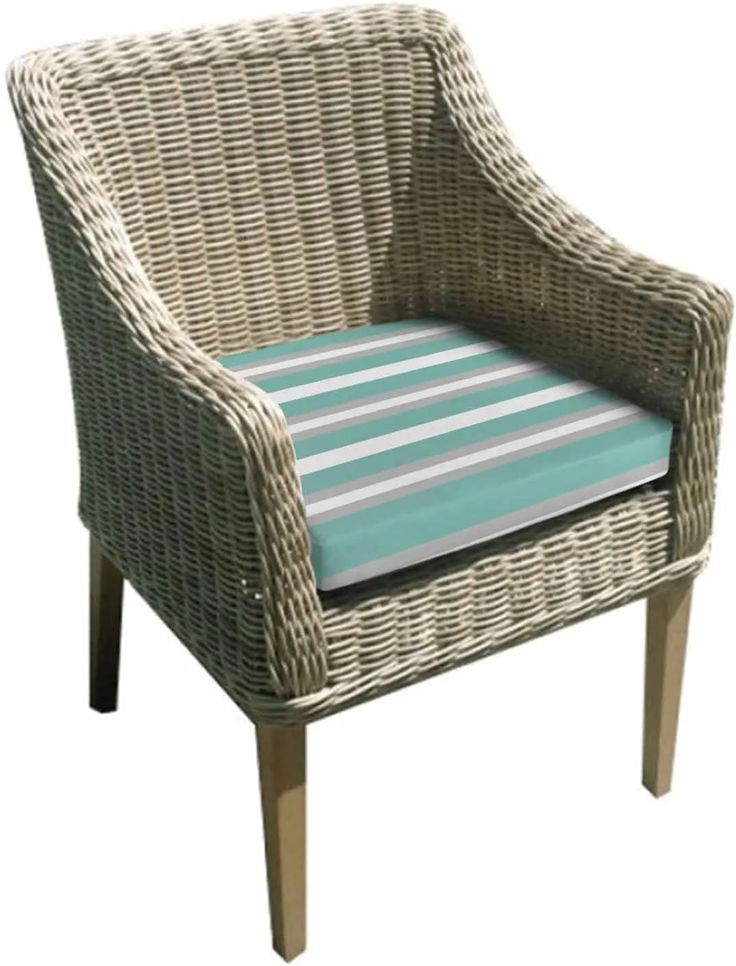 Aqua Grey Stripe Outdoor Cushion Chair Cover Set of 2 - Waterproof Couch Seat Covers, Minimalist Farmhouse Striped Patio Furniture Protector Cushions Slipcovers for Sofa/RV, 22"x22"x4"
