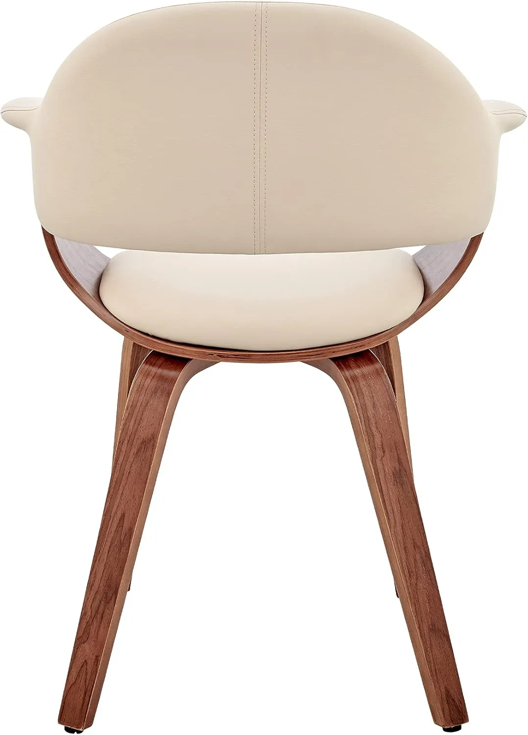 Armen Living Adalyn Faux Leather and Wood Dining Room Accent Chair, Cream/Walnut 19D x 25W x 30H in