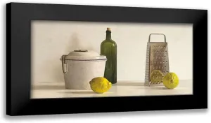 ArtDirect - de Bont, Willem 18x11 Black Modern Framed Art Print Titled: Two Lemons-Rasp-Bottle and Pot