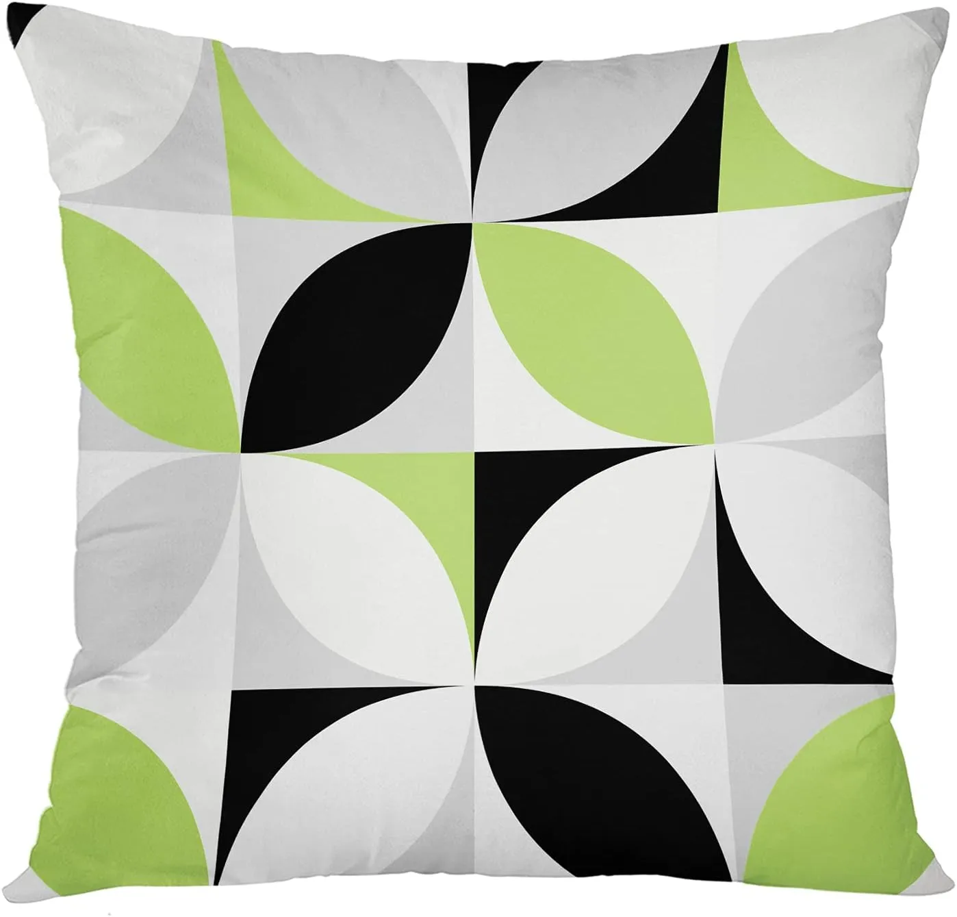 ArtSocket Set of 4 Throw Pillow Covers Green Black Lime Mosaic Pattern Gray Grey White Retro Triangles Geometric Decorative Pillow Cases Home Decor Square 18x18 Inches Pillowcases